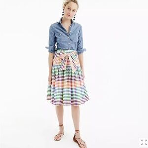 J.Crew Tie-front skirt in rainbow gingham Pleated Woman’s Sz 4